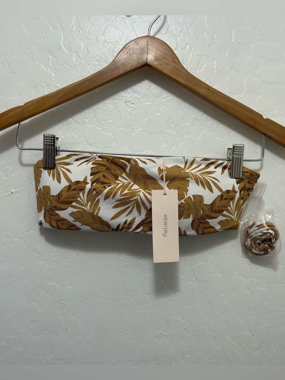 NWT Eberjey Palm Print Bandeau Bikini Crop Top Size S